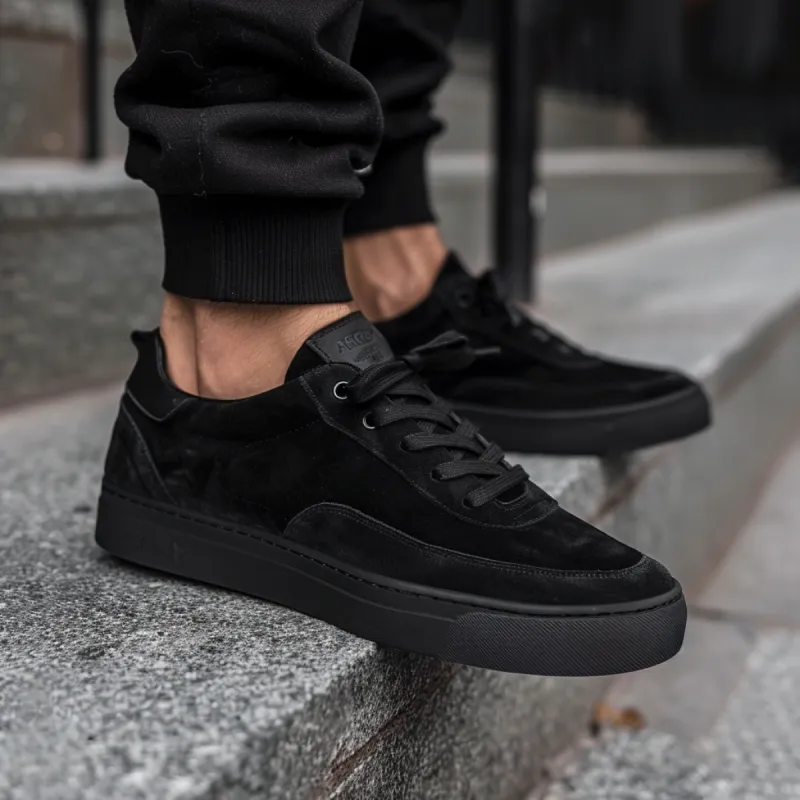 Black Suede Leather Lanfranco With Thick Sole Sneakers sold by Costoso Italiano