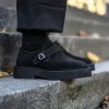 Black Suede Leather Gioele With Thick Sole Monk Straps sold by Costoso Italiano