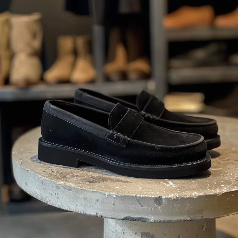 Black Suede Leather Fortunio With Thick Sole Loafers sold by Costoso Italiano