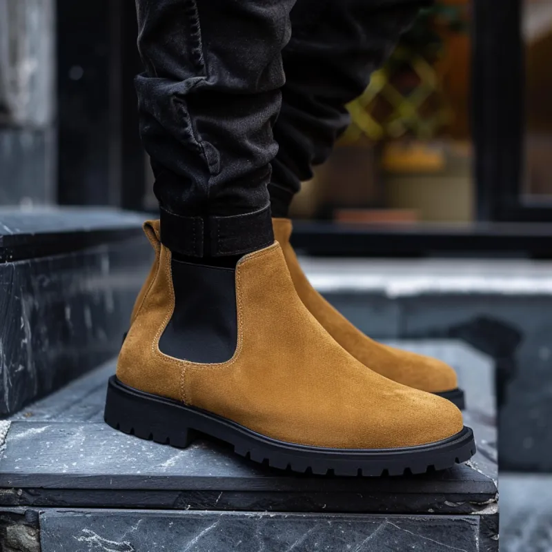 Tan Leather Fiore With Thick Sole Zipper Boots sold by Costoso Italiano