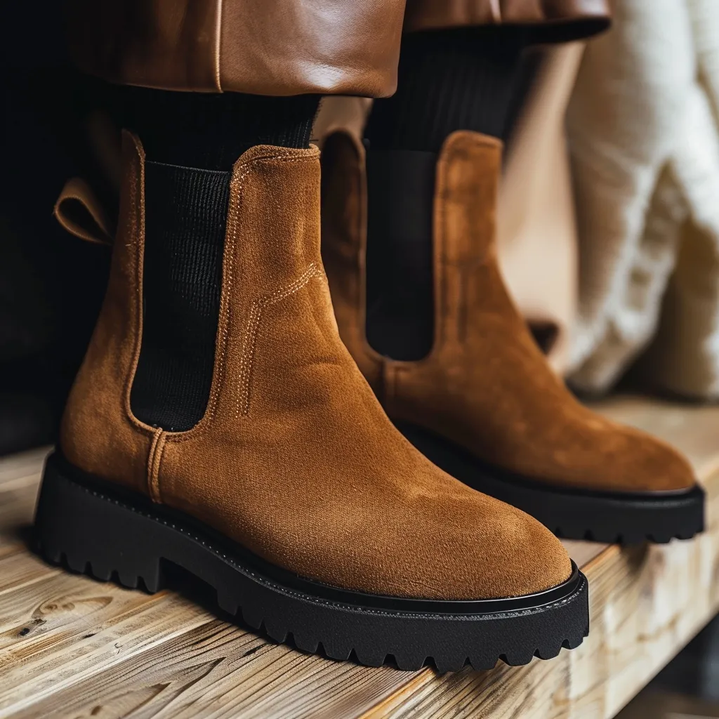 Brown Leather Fidenco With Thick Sole Zipper Boots sold by Costoso Italiano