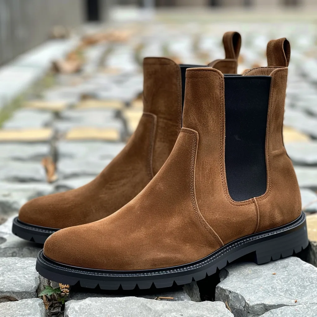 Brown Leather Fermo With Thick Sole Zipper Boots sold by Costoso Italiano