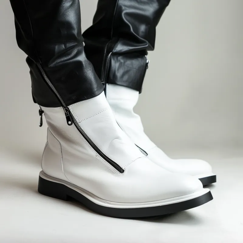 White Amabile Zipper Boots sold by Costoso Italiano