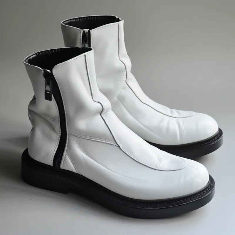 White Alfredo  Zipper Boots sold by Costoso Italiano