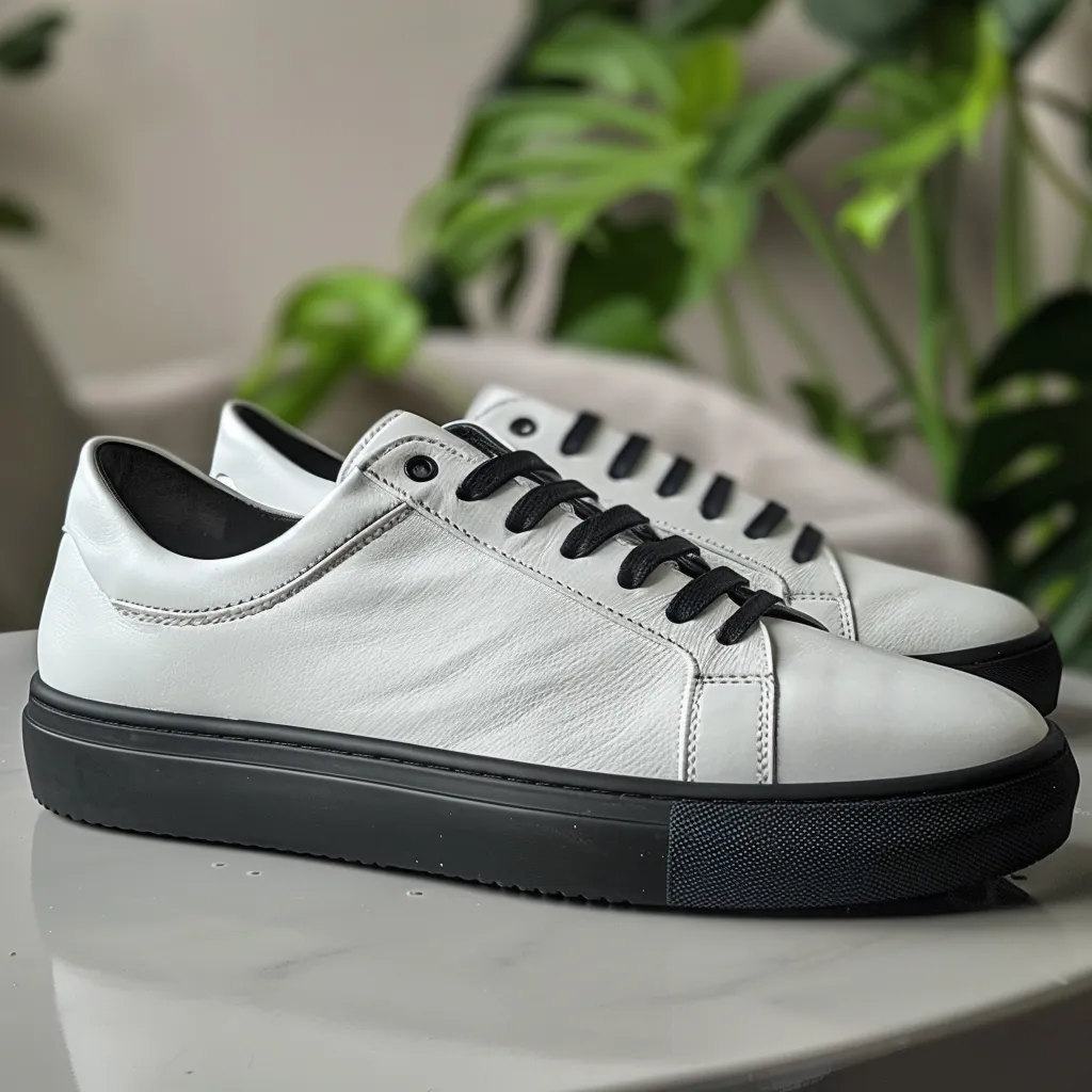 White Adolfo With Black Sole Sneakers sold by Costoso Italiano