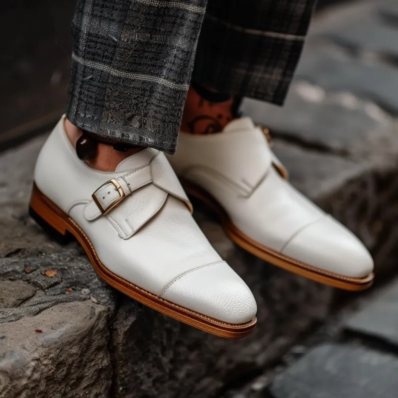 White Nunzio Monk Straps sold by Costoso Italiano