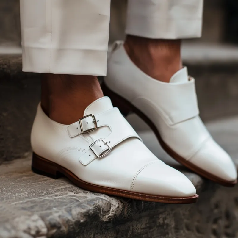White Nicomede Monk Straps sold by Costoso Italiano