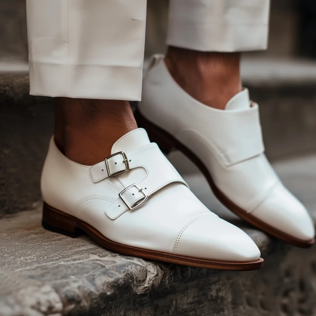White Nicomede Monk Straps sold by Costoso Italiano