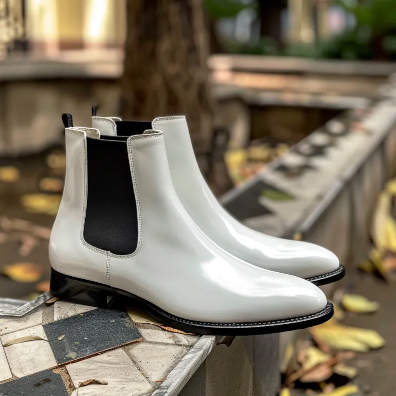 White Michele Chelsea Boot sold by Costoso Italiano