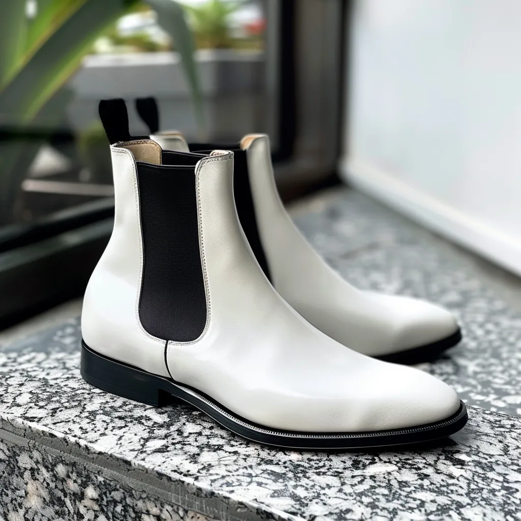 White Menardo Chelsea Boot sold by Costoso Italiano