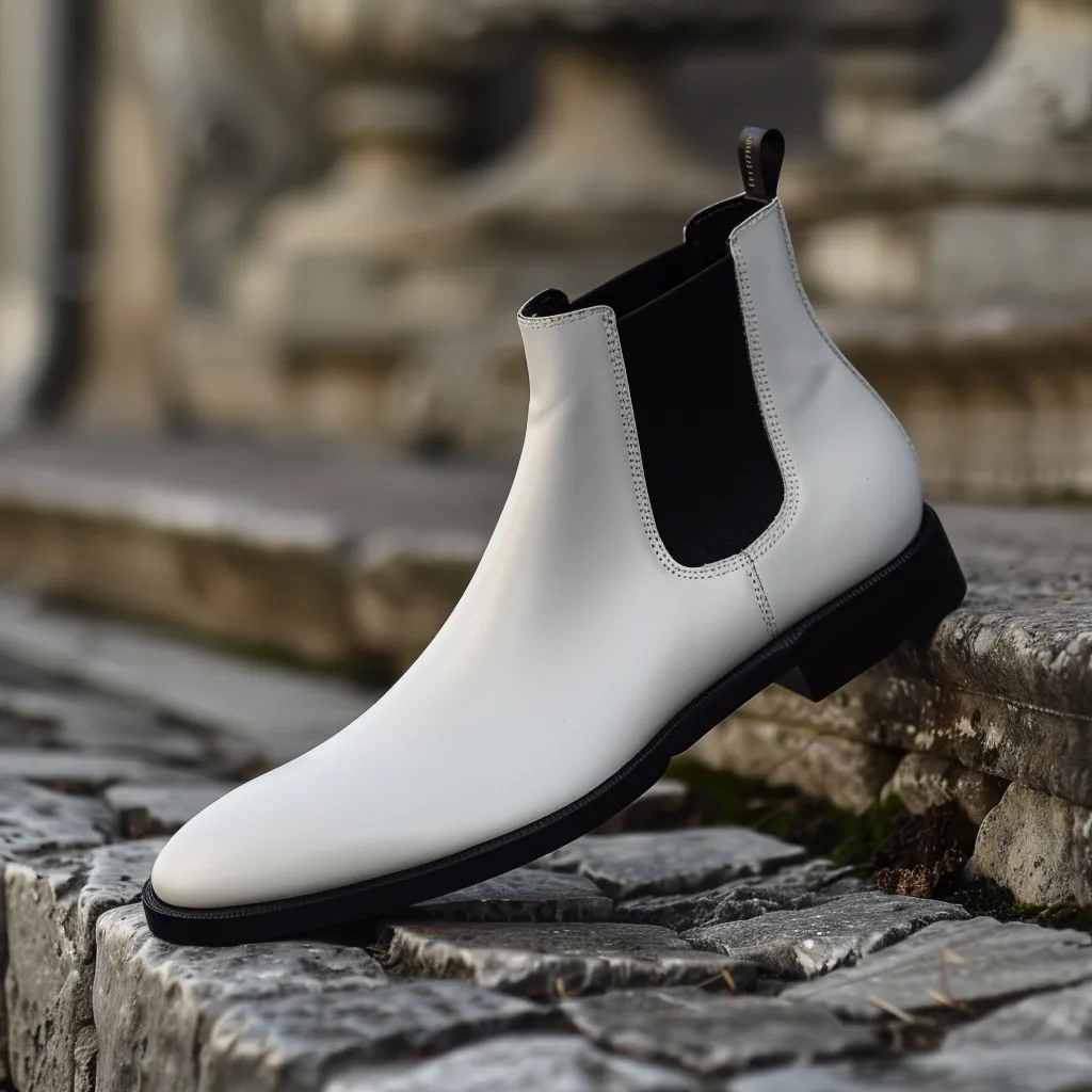 White Mattia Chelsea Boot sold by Costoso Italiano