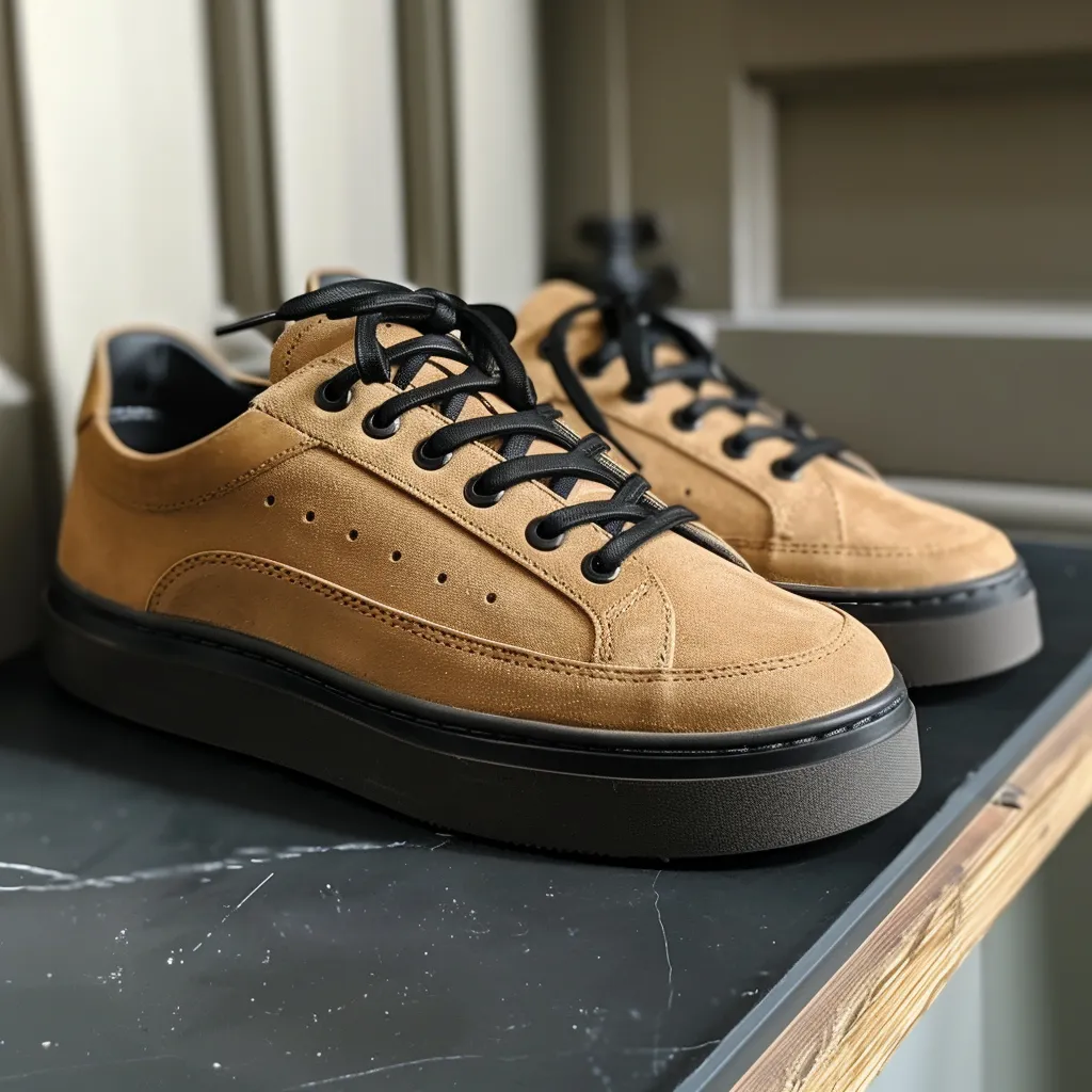 Tan Suede Leather Livio With Thick Sole Sneakers sold by Costoso Italiano