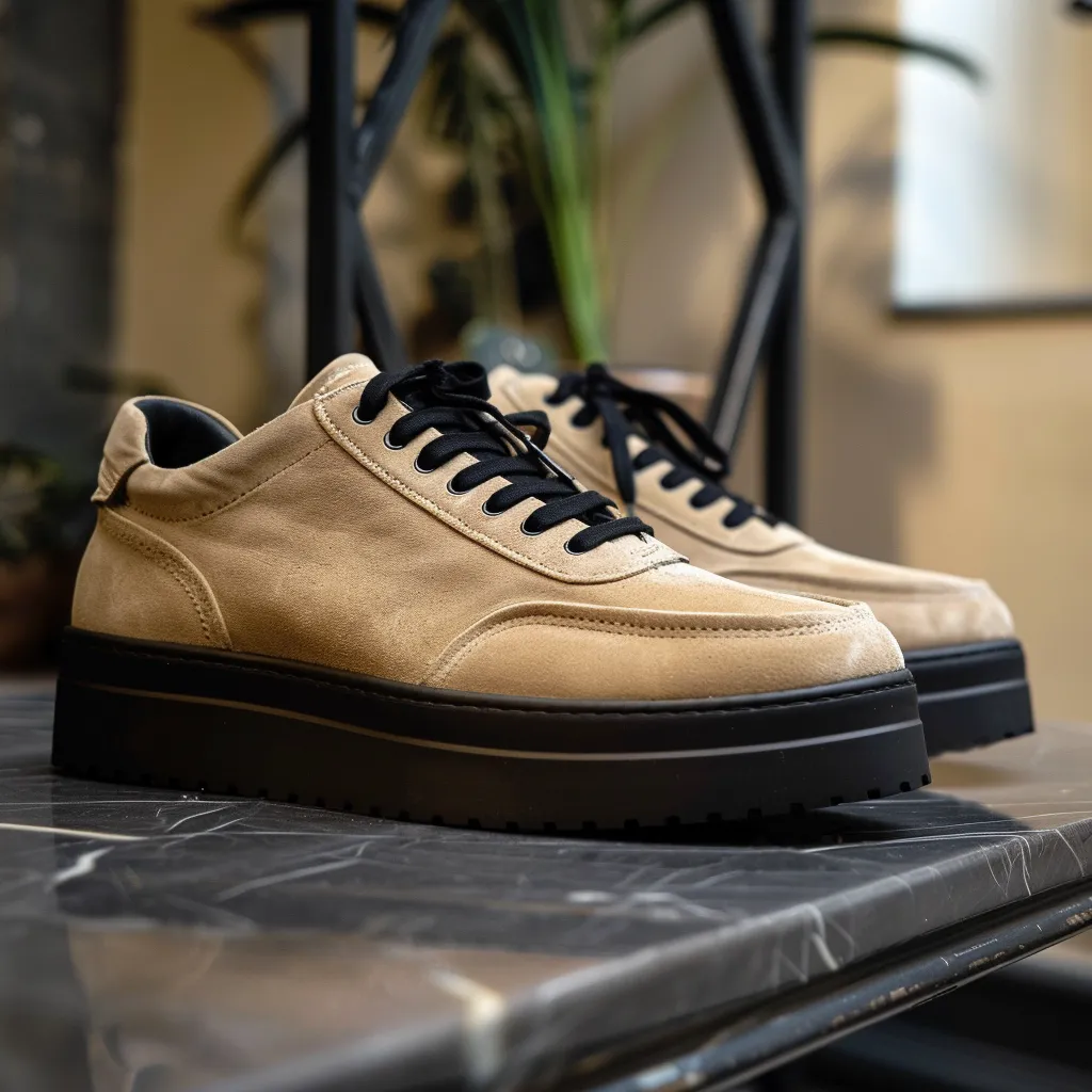 Tan Suede Leather Lidoro With Thick Sole Sneakers sold by Costoso Italiano