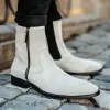 White Suede Leather Baldovino Zipper Boots sold by Costoso Italiano