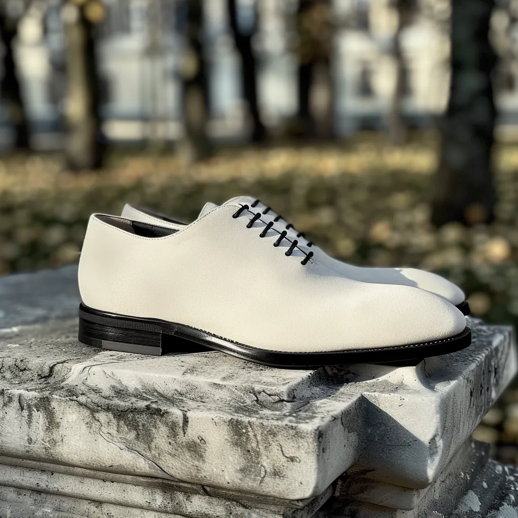 White Suede Leather Arrigo Oxfords sold by Costoso Italiano