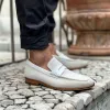 White Suede Leather Anacleto Loafers sold by Costoso Italiano