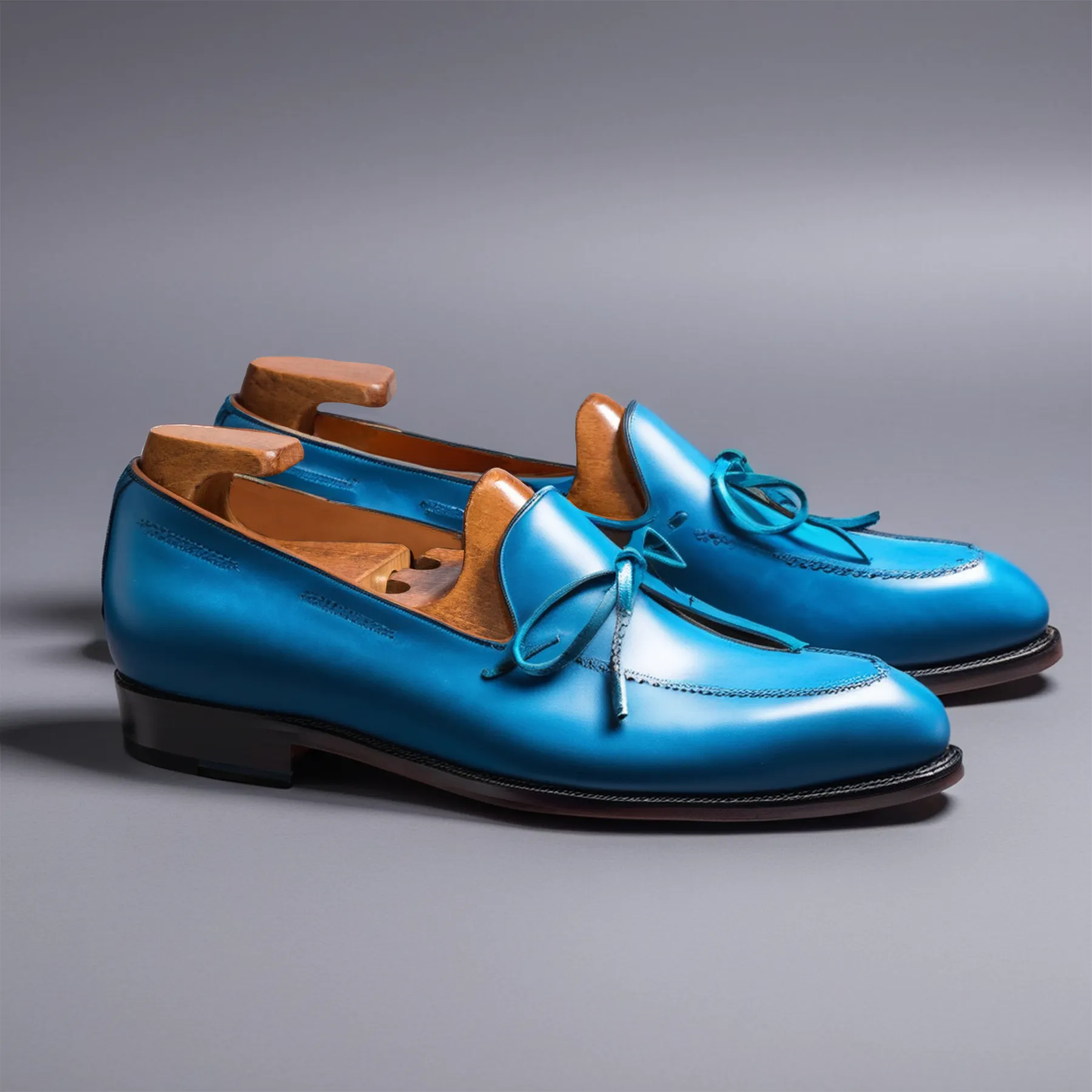 Blue Leather Yukon Loafers sold by Costoso Italiano