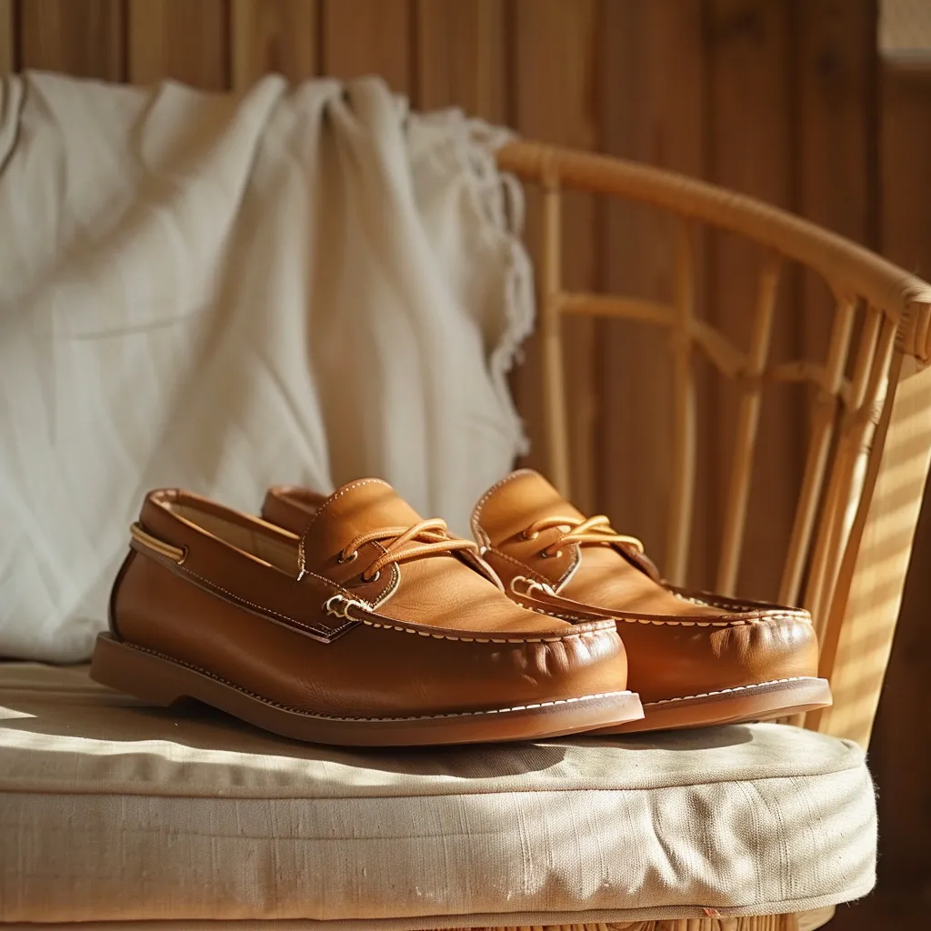 Tan Sergio Boat Shoes with Tan Sole sold by Costoso Italiano