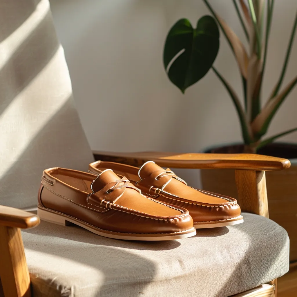 Tan Simone Boat Shoes with Tan Sole sold by Costoso Italiano