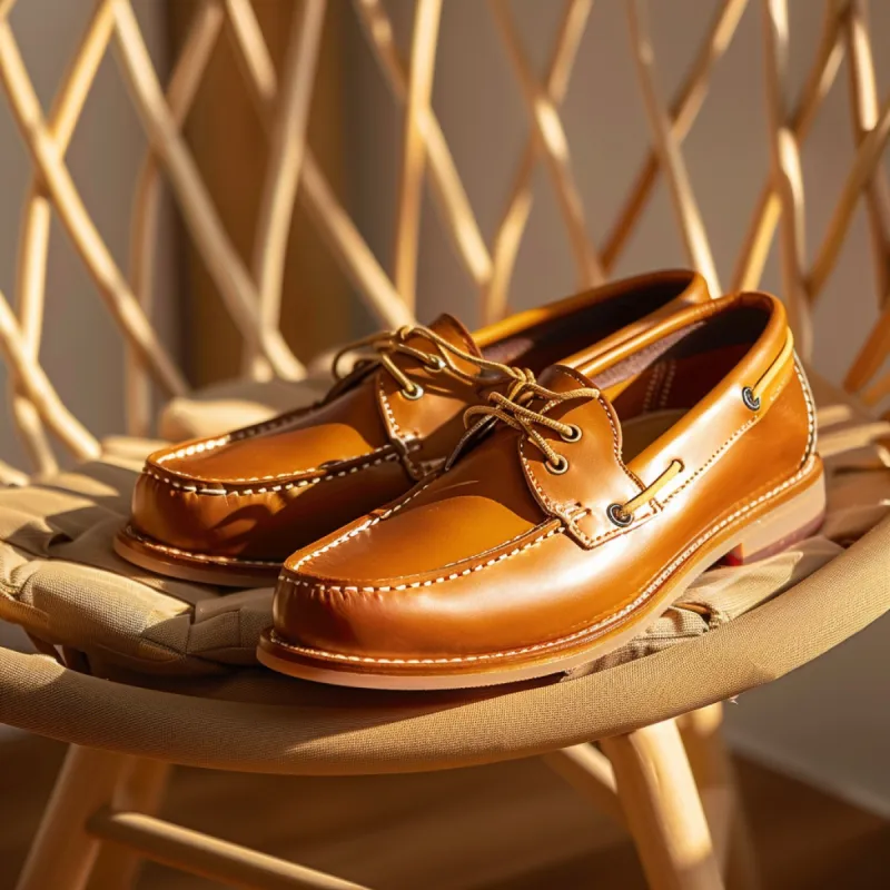 Tan Pietro Boat Shoes with Honey Sole sold by Costoso Italiano