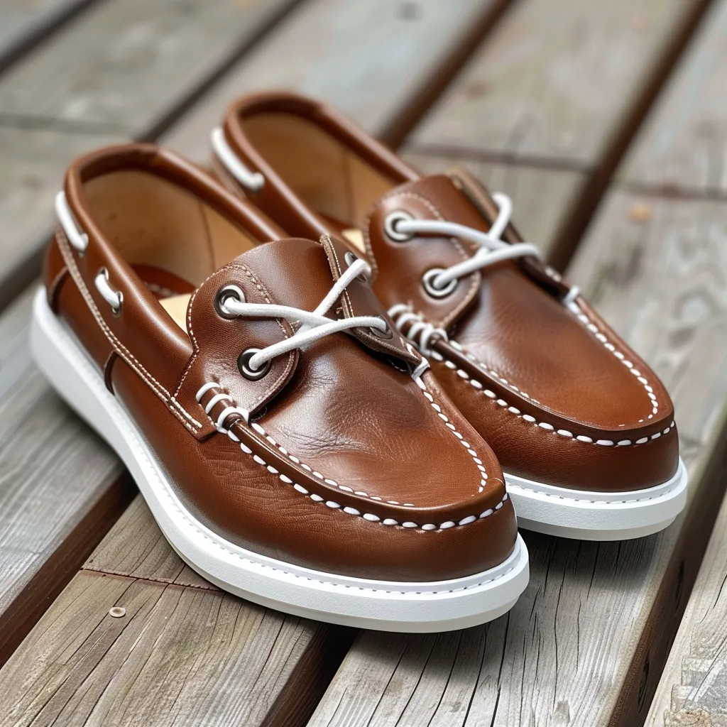 Brown Paolo Boat Shoes with White Sole sold by Costoso Italiano