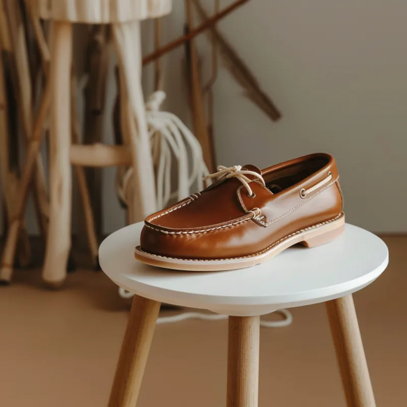 Brown Nunzio Boat Shoes with Tan Sole sold by Costoso Italiano