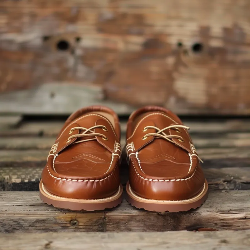 Brown Mario Boat Shoes with Honey Sole sold by Costoso Italiano