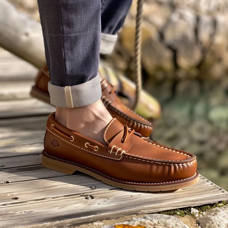 Brown Marco Boat Shoes with Honey Sole sold by Costoso Italiano