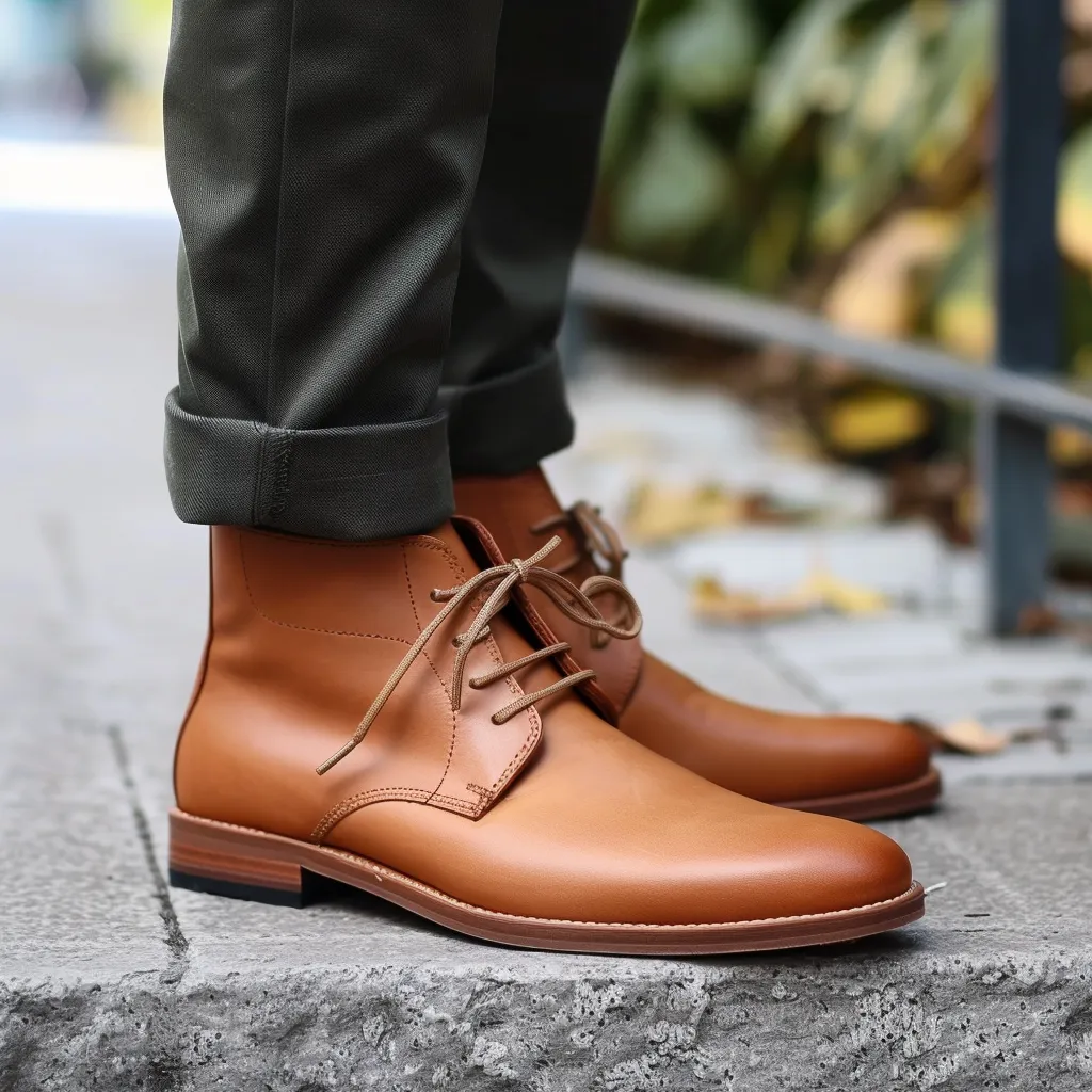 Tan Leather Tristan Chukka Lace Up Boots sold by Costoso Italiano