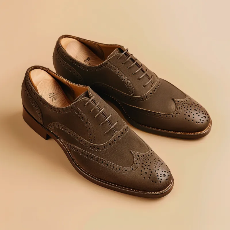 Brown Leather Holden Brogue Oxfords - Formal Shoes sold by Costoso Italiano