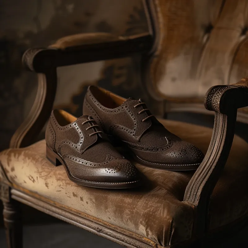 Brown Leather Parker Brogue Derby Shoes - Formal Shoes sold by Costoso Italiano
