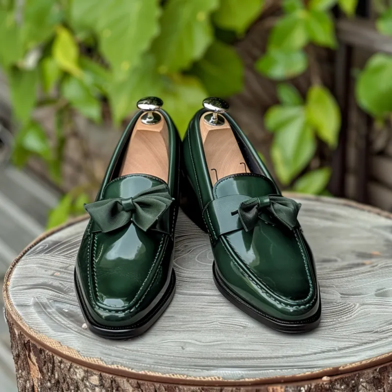 Green Leather Luciano Loafers sold by Costoso Italiano