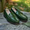 Green Leather Manuele Loafers sold by Costoso Italiano