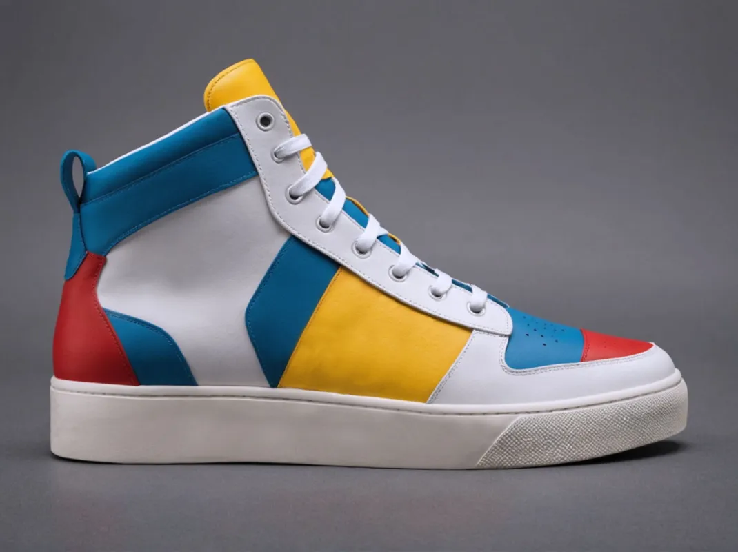 Multi Colour Leather Sprint Lace-Up Sneakers With White Sole - Summer 2024 Collection sold by Costoso Italiano