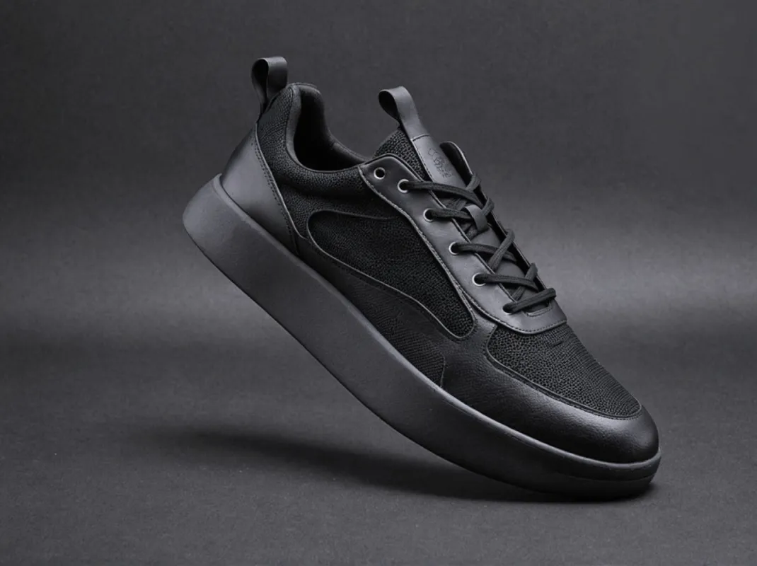 Black Leather Lace Up Running Sneaker Shoes - Summer 2024 Collection sold by Costoso Italiano