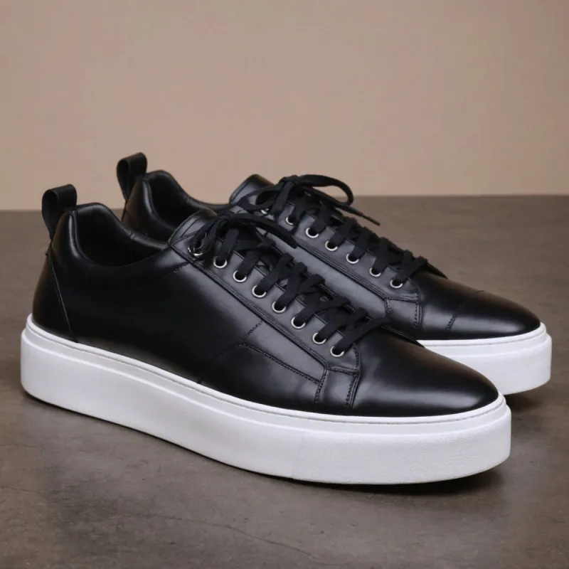 Black Leather Cosma With Thick Sole Sneakers sold by Costoso Italiano