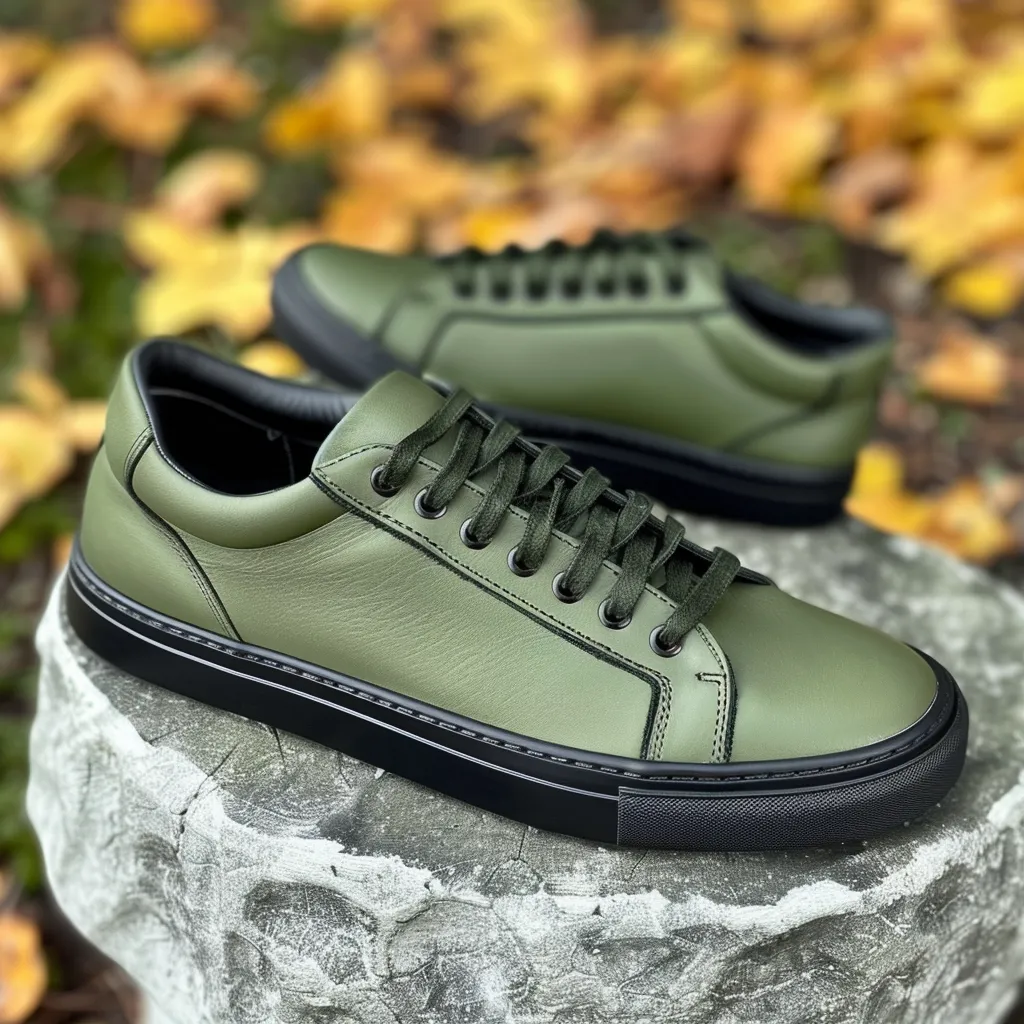 Green Bartolomeo Sneaker With Black Sole sold by Costoso Italiano
