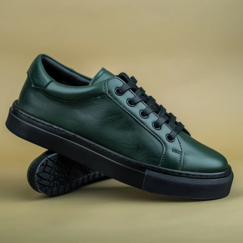 Green Bernardino Sneaker With Black Sole sold by Costoso Italiano