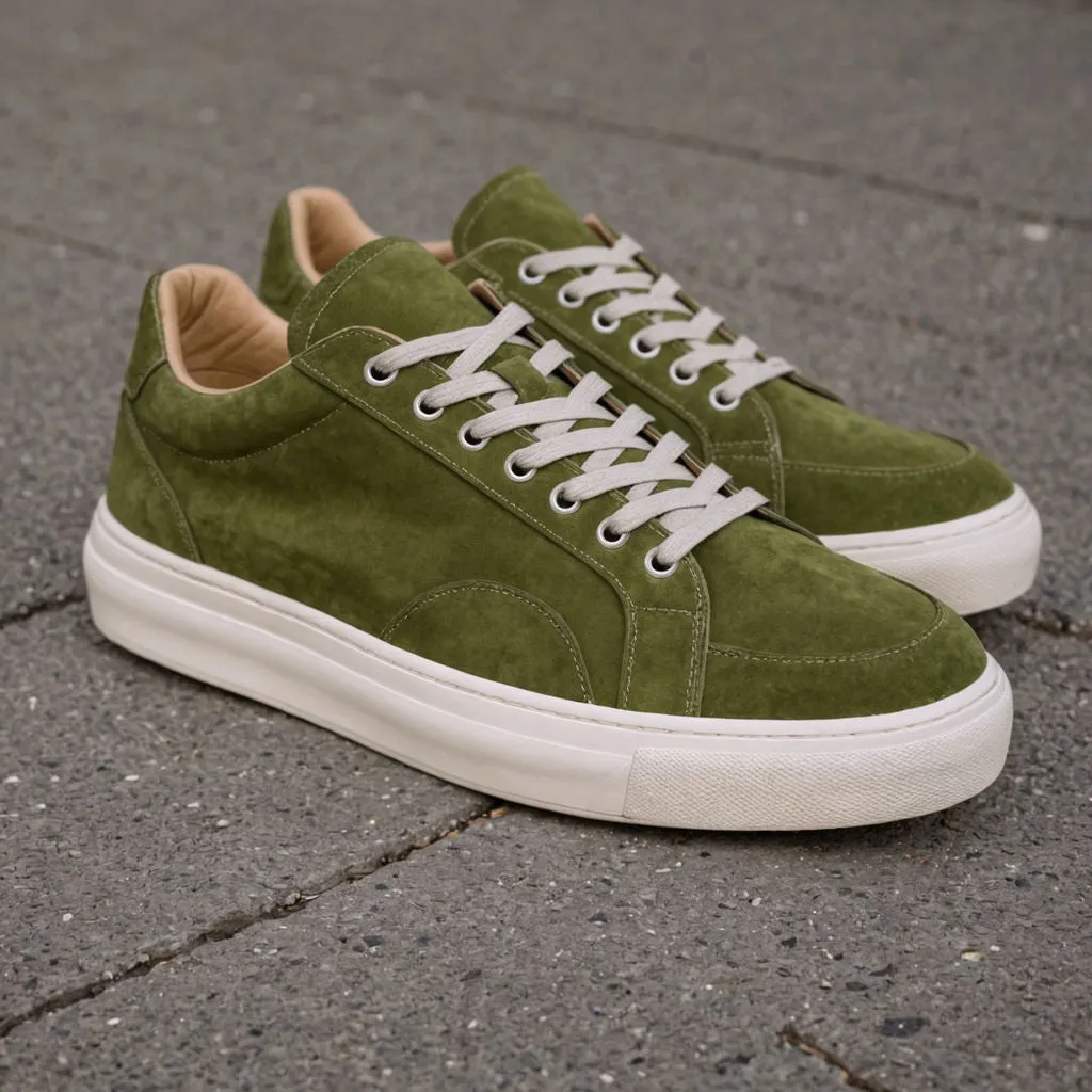 Green Suede Norberto Lace Up Sneakers sold by Costoso Italiano