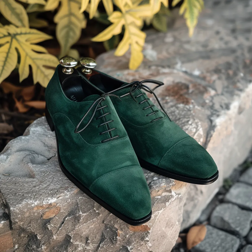 Green Suede Narciso Oxfords sold by Costoso Italiano
