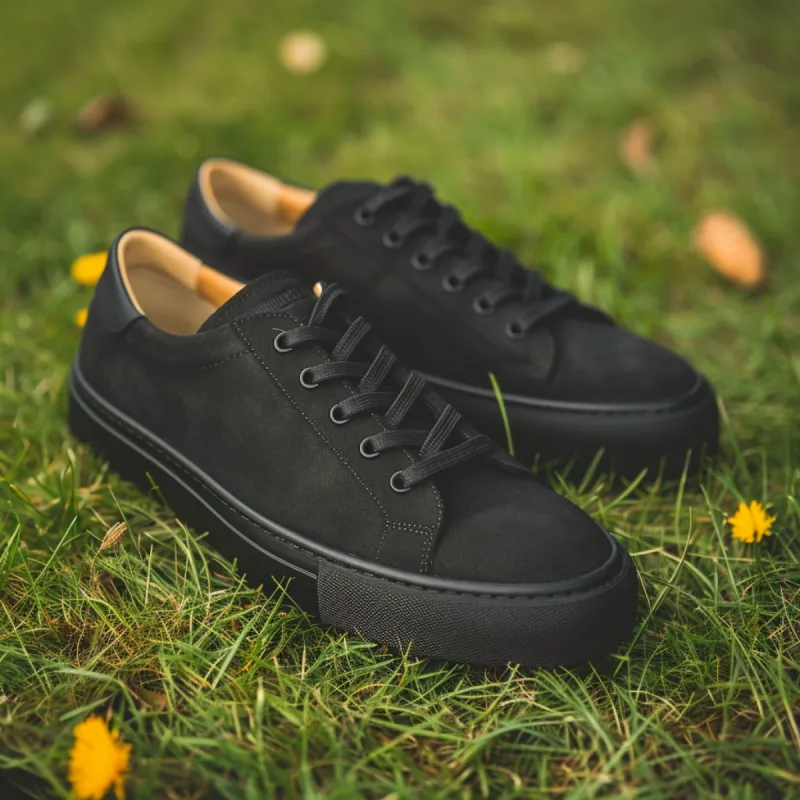 Black Nubuck Leather Ezio Sneakers sold by Costoso Italiano