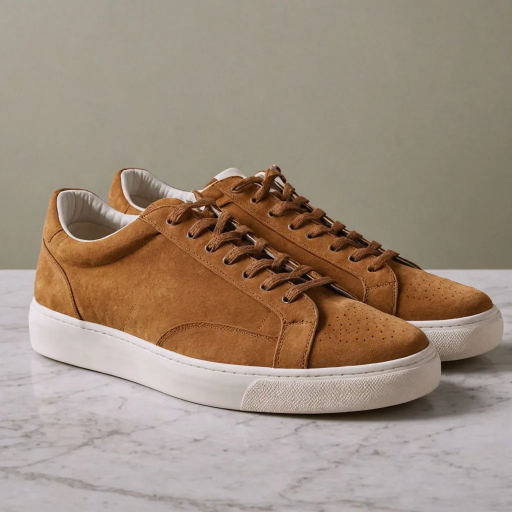 Tan Suede Leather Luciano Sneakers sold by Costoso Italiano