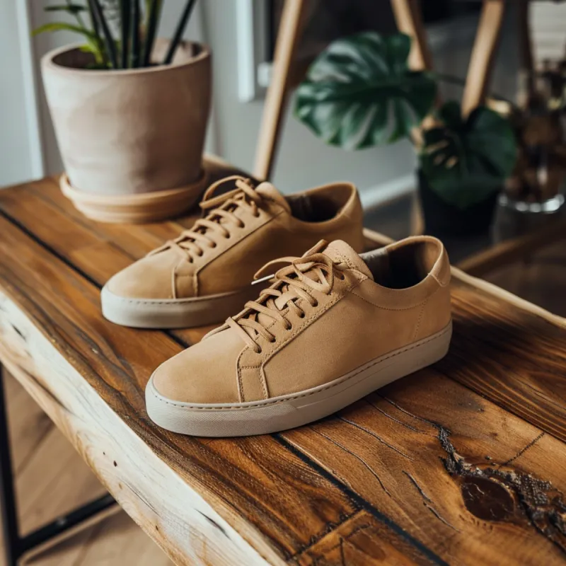 Tan Nubuck Leather Luca Sneakers sold by Costoso Italiano