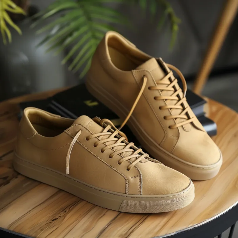 Tan Nubuck Leather Lothario Sneakers sold by Costoso Italiano