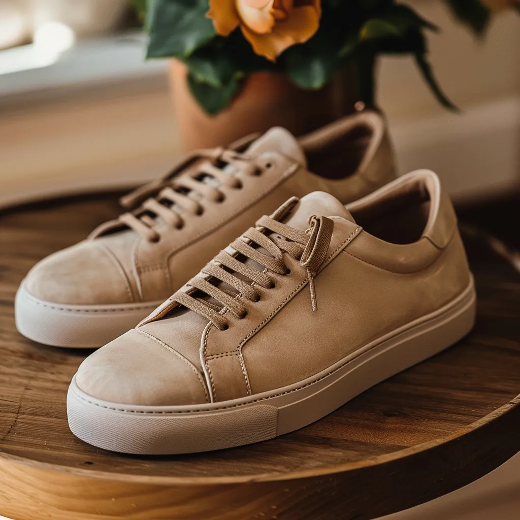 Tan Nubuck Leather Loris Sneakers sold by Costoso Italiano