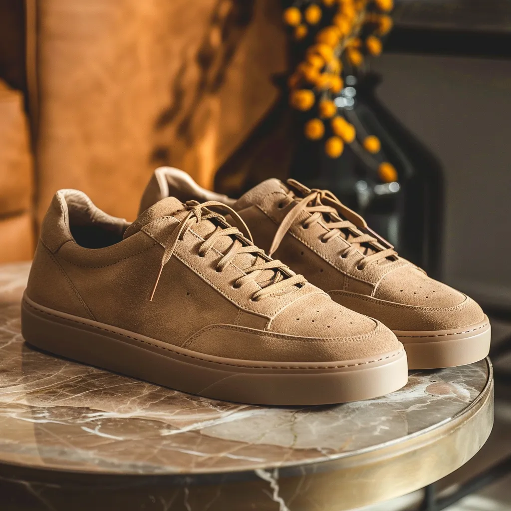 Tan Nubuck Leather Livio Sneakers sold by Costoso Italiano