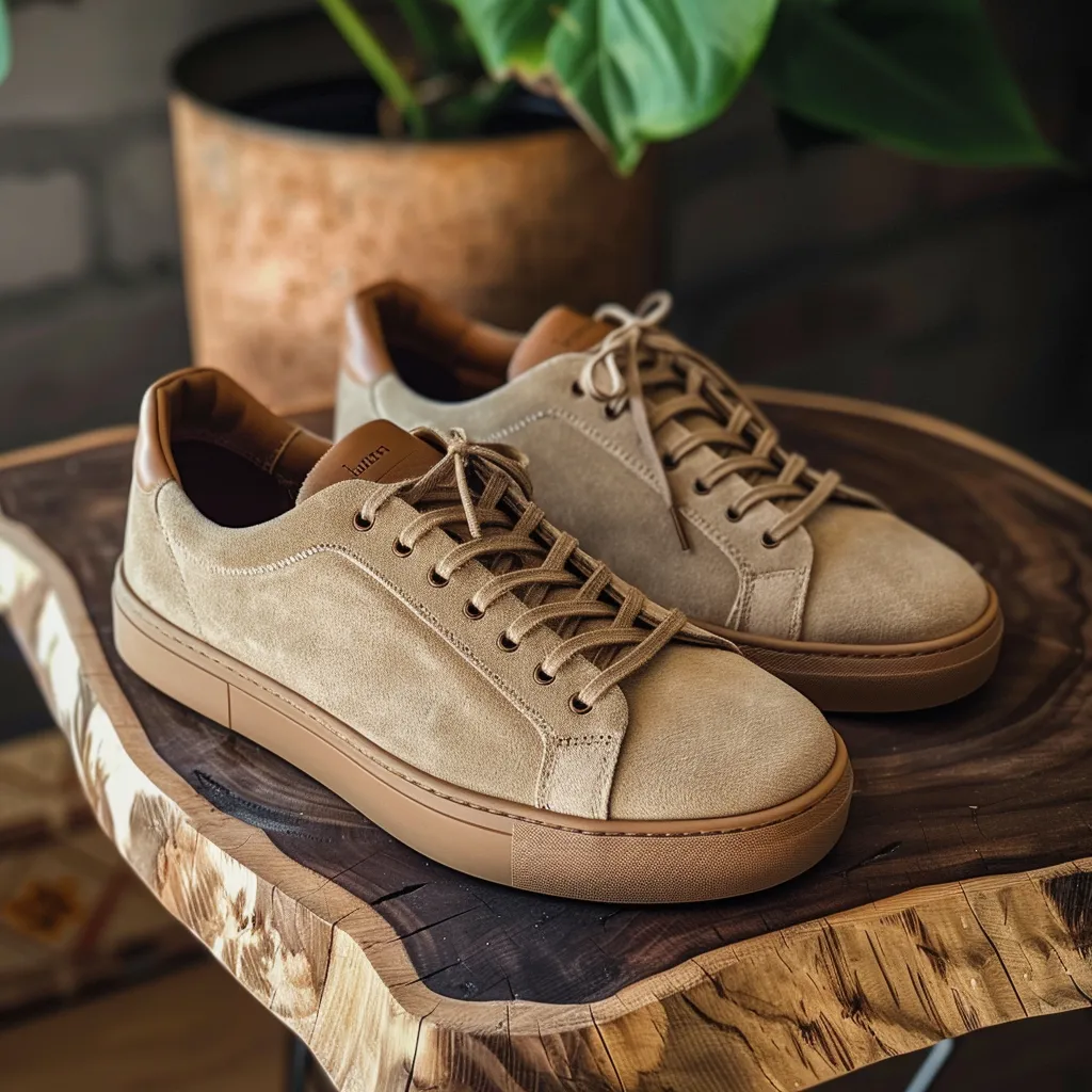 Tan Nubuck Leather Lino Sneakers sold by Costoso Italiano