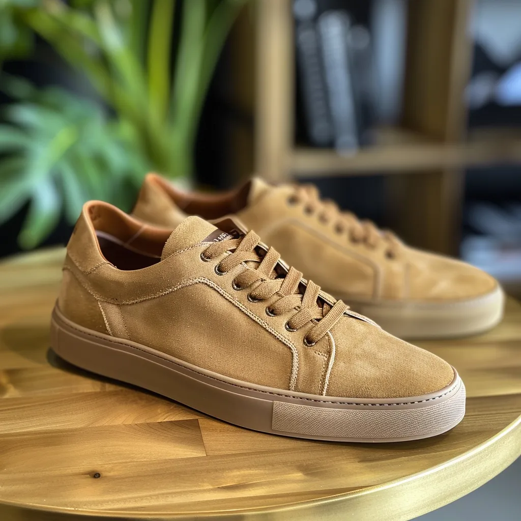 Tan Nubuck Leather Lanfranco Sneakers sold by Costoso Italiano