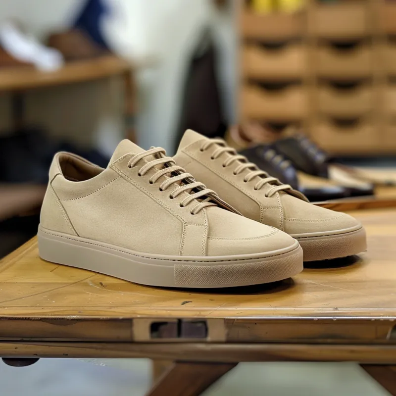 Tan Nubuck Leather Ivano Sneakers sold by Costoso Italiano