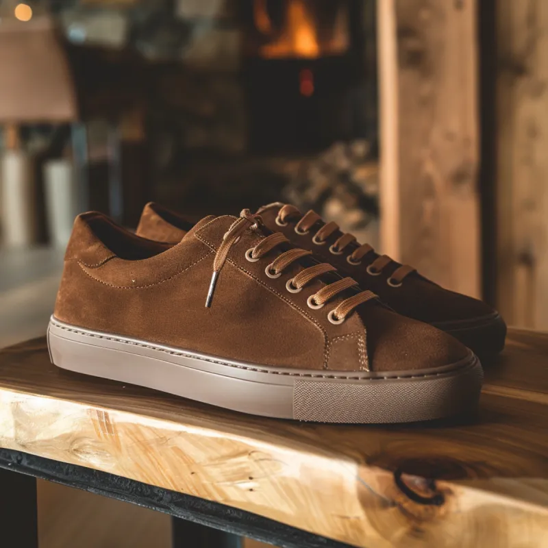 Brown Nubuck Leather Ivo Sneakers sold by Costoso Italiano